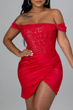 namcoverse Sequined Bandeau Glamorous Wrap Ruched Mini Dress