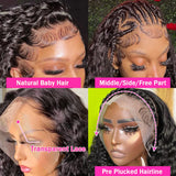 New Brazilain Deep Wave Lace Frontal Wig 360 Lace Curly Human Hair Wigs For Black Women Black /Brown/Blonde /Burgundy Red Water Wave Synthetic Wig