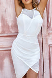 namcoverse White Pretty Irregular See-Through Mini Dress