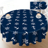 1pc Anchor Rudder Tablecloth - Durable Polyester, Waterproof, Wrinkle Resistant, Machine Washable, Scalloped Edge - Captivating Ocean Themed Decoration for Unforgettable Parties, Weddings, Picnics, Cafe Gatherings, and Family Reunions