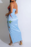 namcoverse Starfish Print Stunning High Split Maxi Dress