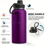 1pc 32oz Stainless Steel Insulated Water Bottle - Double Wall Vacuum, Leakproof Spout Lid, Perfect for Sports, Outdoor Activities, Holiday Gifts, and Everyday Use