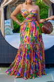 namcoverse Tie Dye Bohemia Ruffle Maxi Dress