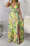 namcoverse Floral Print On-trend Lace-Up High Split Maxi Dress