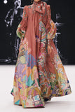 namcoverse Cartoon Print Dramatic Puff Sleeve Maxi Dress