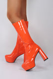 namcoverse Solid Color Whimsical Zipper Block Platform Boots