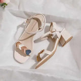 Sandals Beige High Heel Fashion Womens Shoes  Large Medium Black Luxury Summer New Stud Girls Comfortable Low Roman H240328540Y