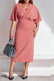 namcoverse Solid Color Feminine V Neck Midi Dress