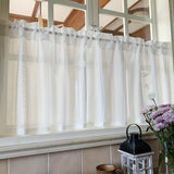 1pc Elegant White Hollow Woven Cafe Curtain - Rod Pocket Flat Valance for Small Windows, Kitchen, Dining Room, Living Room Decor, Door Shading, and Home Decoration - Easy to Install and Maintain