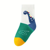 10 Pairs Of Boy's Adorable Cartoon Dinosaur Pattern Crew Socks, Comfy Breathable Casual Soft Socks For Kids Outdoor Activities