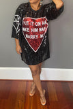 namcoverse Letter Print Sparkly Sequined Mini Dress