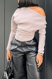 namcoverse Solid Color Slash Neck Classic Blouse