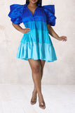 namcoverse Color Block Cute Tiered Ruffle Mini Dress