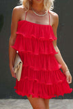 namcoverse Solid Color Sweet Tiered Ruffle Mini Dress