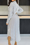 namcoverse Striped Classic Single Breasted Midi Dress