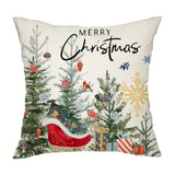 Rustic Christmas Tree Throw Pillow Cover - Merry Christmas Farmhouse Decor, Zip Closure, Hand Washable, Polyester - Perfect for Couch, Sofa, Living Room & Bedroom - 11.8"x19.7" or 17.7"x17.7" (Pillow Not Included)