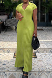 namcoverse Solid Color Ribbed Casual Maxi Dress