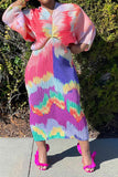 namcoverse Tie Dye Colorful Batwing Sleeve Midi Dress