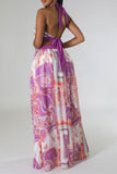 namcoverse Tribal Print Hot Cutout High Split Maxi Dress