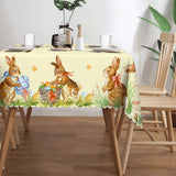 1pc Easter Tablecloth, Rabbit Eggs Spring Decoration, Edge Embossed Craft, Printed Tablecloth, Stain Resistant, Waterproof, No Pleated, Spring Table Decor, Table Cover For Holiday Home Kitchen, Restaurant Patio Indoor And Outdoor Use