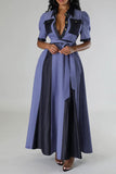 namcoverse Color Block Patchwork Classic Belted Maxi Dress