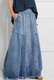 namcoverse Patchwork Simple Burrs Denim Skirt