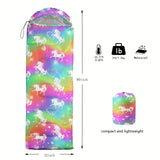 Rainbow Unicorn Dream Sleeping Bag - Girls' Ultralight Backpacking Sleeping Bag for Camping, Hiking, Indoor Activities - Compact, Water-Resistant, and Soft for Cozy Nights Under the Stars