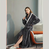 Ultra-Soft Flannel Bathrobe for Men & Women - Cozy, Long, Geometric Pattern with Pockets - Perfect for Home or Hotel Use