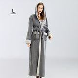 1pc Autumn And Winter Bathrobe, Soft And Skin-friendly Hooded Long Sleeve Bathrobe, Thickened Nightgown With Pocket, Warm Long Robe For Home, Bathroom Supplies