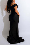 namcoverse Solid Color Stunning Off Shoulder High Split Maxi Dress