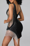 namcoverse Rhinestones Party Tassels Mini Dress