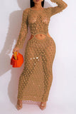 namcoverse Sequined Romantic Cutout Crochet Maxi Dress