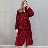 1pc Autumn And Winter Bathrobe, Soft And Skin-friendly Long Sleeve Bathrobe, Thickened Nightgown With Pocket, Warm Long Robe For Home, Bathroom Supplies