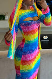 namcoverse Rainbow Tie Dye Rocking Cutout Maxi Dress