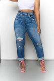 namcoverse Gradient Chic Ripped Burrs Irregular Jeans