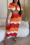 namcoverse Chevron On-trend Irregular Knitted Dress Suit