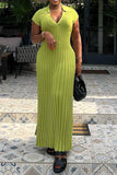 namcoverse Solid Color Ribbed Casual Maxi Dress