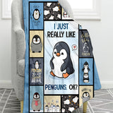 1pc Cozy Cartoon Penguin Flannel Blanket - Soft, Warm, and Plush for Ultimate Comfort - Perfect for Couch, Sofa, Office, Bed, Camping, and Traveling