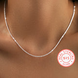 Twisted Sparkle Chain Simple And Sweet 925 Silver Bling Bling Neck Chain Jewelry Decoration