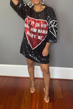 namcoverse Letter Print Sparkly Sequined Mini Dress