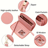 Stylish Womens RFID Blocking Zip Wallet - Large Capacity Long Purse with Detachable Wristlet & Secure Card Holder