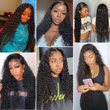 New Brazilain Deep Wave Lace Frontal Wig 360 Lace Curly Human Hair Wigs For Black Women Black /Brown/Blonde /Burgundy Red Water Wave Synthetic Wig