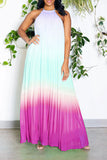 namcoverse Gradient Simple Backless Flowy Pleated Maxi Dress