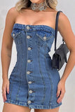 namcoverse Washed Denim On-trend Bandeau Mini Dress