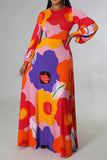 namcoverse Colorful Flower Print Backless Maxi Dress