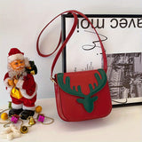 New Women's Christmas Fawn Shoulder Crossbody Bag Forest Style Girl Small Square Bag