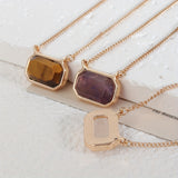 Natural Stone Pendant Necklace Simple Zinc Alloy Neck Chain Jewelry Suitable For Daily Wear