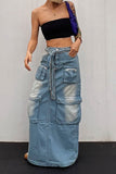 namcoverse Gradient Punk Multi Pocket Belted Denim Skirt