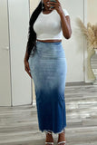 namcoverse Gradient On-trend Split Back Denim Skirt