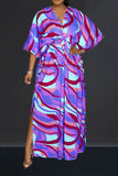 namcoverse Ripple Print Laid Back Side Split Maxi Dress